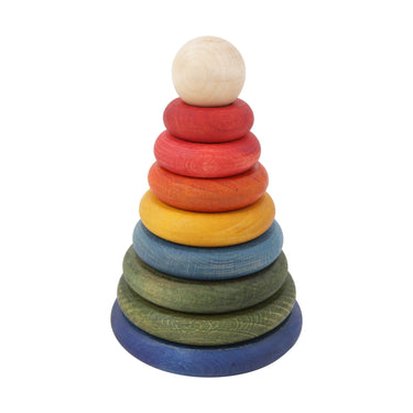 Wooden Story Stacking Montessori Toy Cone - Rainbow - Gemini Atelier