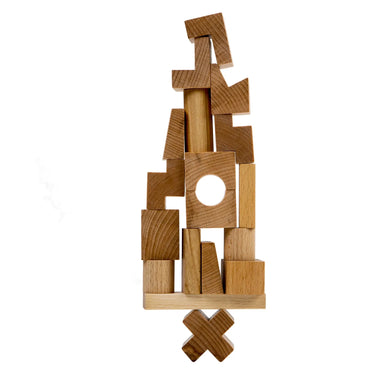 Wooden Story Stacking Montessori Toy Tower - Natural - Gemini Atelier