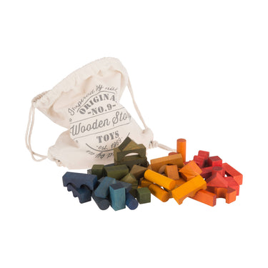 Wooden Story Blocks 100 pcs - Rainbow - Gemini Atelier