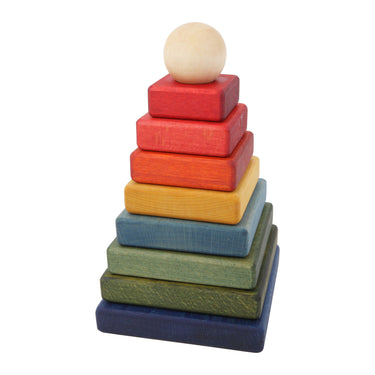 Wooden Story Stacking Montessori Toy Pyramid - Rainbow - Gemini Atelier