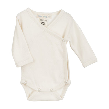 Serendipity Newborn Pointelle Wrap Body - Off-White - Gemini Atelier