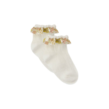 Tartine et Chocolat Liberty Ruffle Socks - Off-White - Gemini Atelier