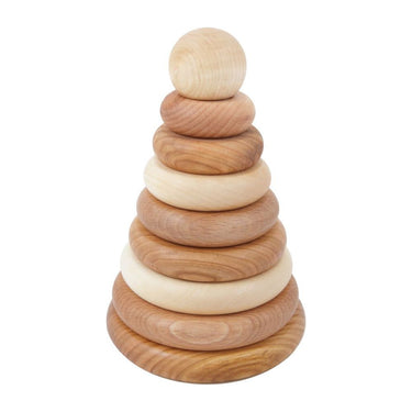 Wooden Story Stacking Montessori Toy Cone - Natural - Gemini Atelier