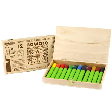 ökoNORM Nawaro 12 Wax Crayons in Wooden Box - Gemini Atelier