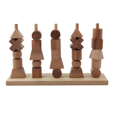 Wooden Story Stacking Montessori Toy - Natural - Gemini Atelier