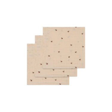 Konges Sløjd 3 Pcs. Muslin Cloths - Cherry - Gemini Atelier