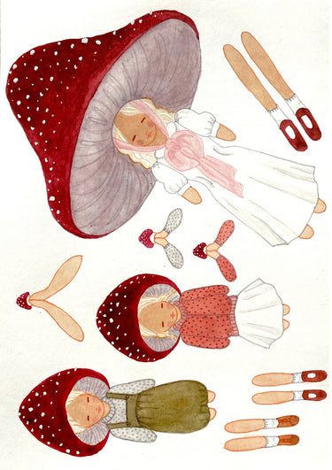 Tall Hat Tales - Hand-painted Mushroom Family