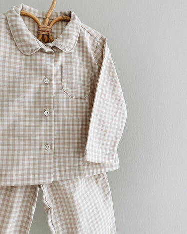 Classic Pyjamas - Beige Gingham - GEMINI ATELIER