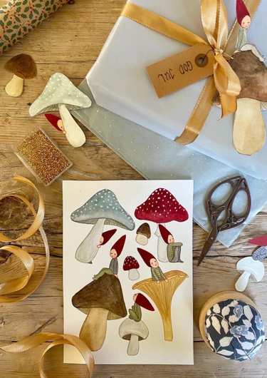 Tall Hat Tales - Hand-painted Mushroom To-and-From Cards