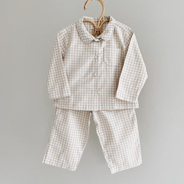 Classic Pyjamas - Beige Gingham - GEMINI ATELIER