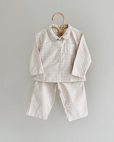 Classic Pyjamas - Beige Gingham - GEMINI ATELIER