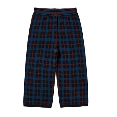 Fub Merino Check Pants - Dark Navy