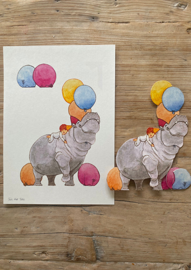 Tall Hat Tales - Hand-painted Hippopotamus