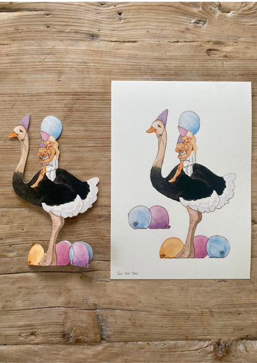 Tall Hat Tales - Hand-painted Ostrich