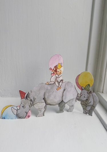 Tall Hat Tales - Hand-painted Rhinoceros