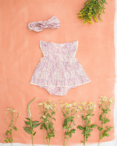 Lena Rompers - Pink Daisy Garden - GEMINI ATELIER