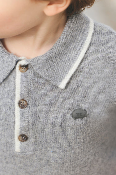Tartine et Chocolat Wool Polo Sweater - Heather Grey