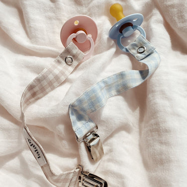 Pacifier Clip - Blue Gingham - GEMINI ATELIER