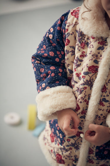 Louise Misha Dalila Coat - Midnight Star Garden - Cream Poppies - Gemini Atelier