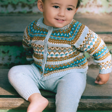 Bonton Toudou Cardigan & Pants Set - Pale Aqua