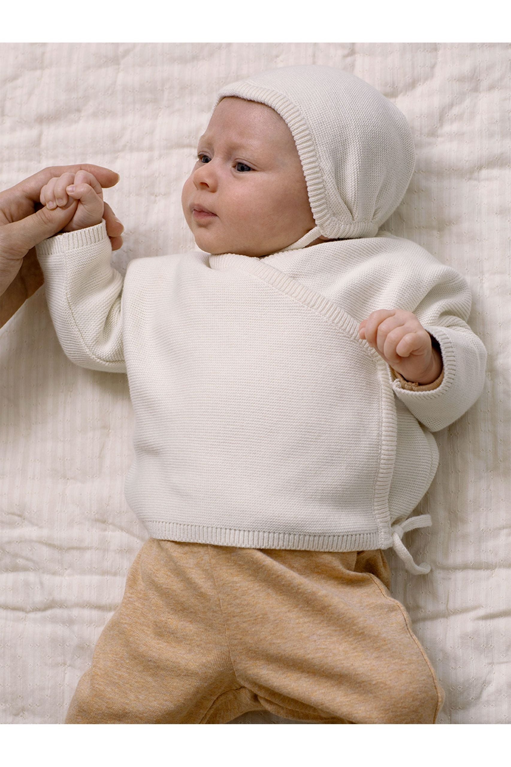 Newborn Knitted Wrap Jacket - Creme - GEMINI ATELIER