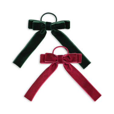 Konges Sløjd 2 Pack Velvet Double Bow Elastics - Green/Sangria