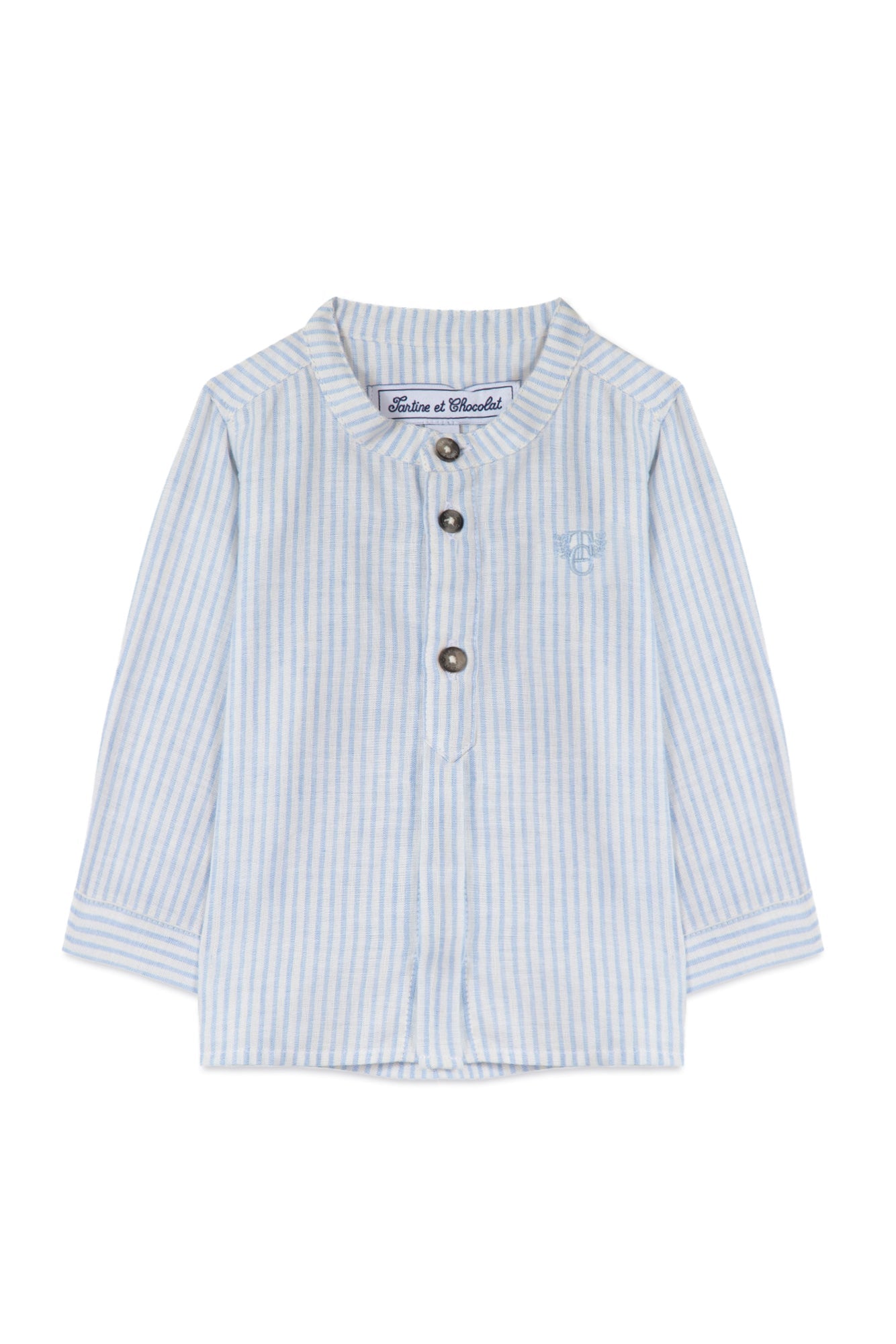 Linen Striped Shirt - Blue - GEMINI ATELIER