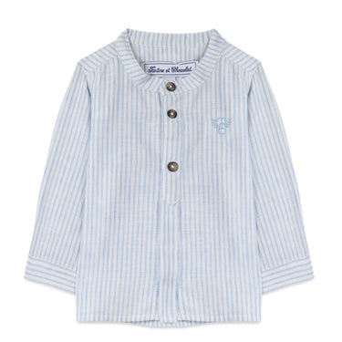 Linen Striped Shirt - Blue - GEMINI ATELIER