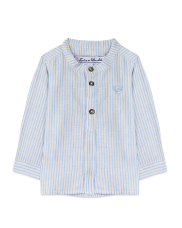 Linen Striped Shirt - Blue - GEMINI ATELIER