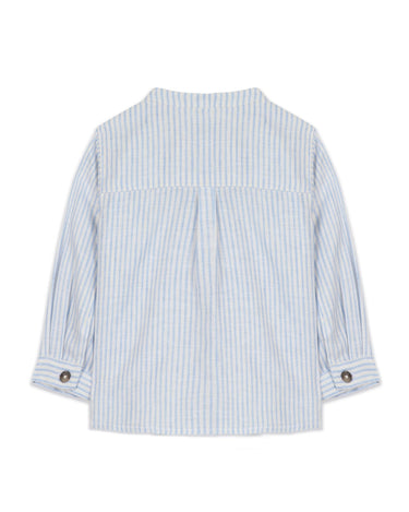 Linen Striped Shirt - Blue - GEMINI ATELIER