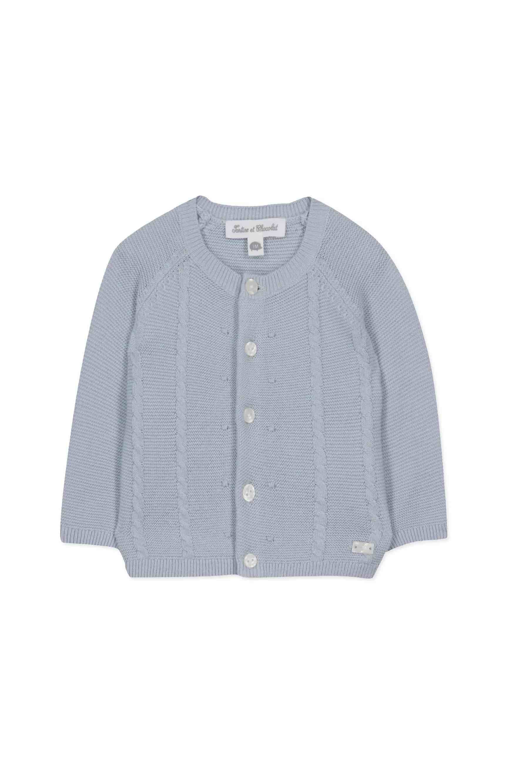 Knitted Cardigan - Grey Blue - GEMINI ATELIER