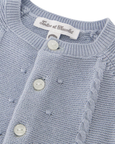 Knitted Cardigan - Grey Blue - GEMINI ATELIER