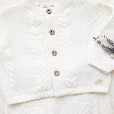 Baby Cable-Knitted Cardigan & Pants Set - Off-White - GEMINI ATELIER