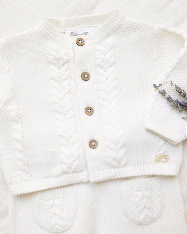 Baby Cable-Knitted Cardigan & Pants Set - Off-White - GEMINI ATELIER