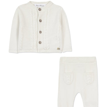 Baby Cable-Knitted Cardigan & Pants Set - Off-White - GEMINI ATELIER