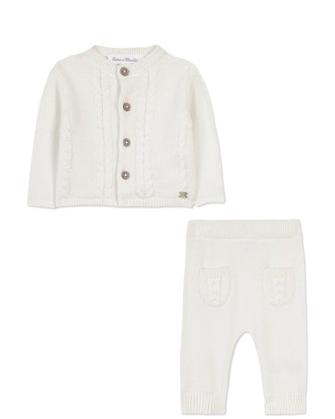 Baby Cable-Knitted Cardigan & Pants Set - Off-White - GEMINI ATELIER