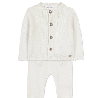 Baby Cable-Knitted Cardigan & Pants Set - Off-White - GEMINI ATELIER