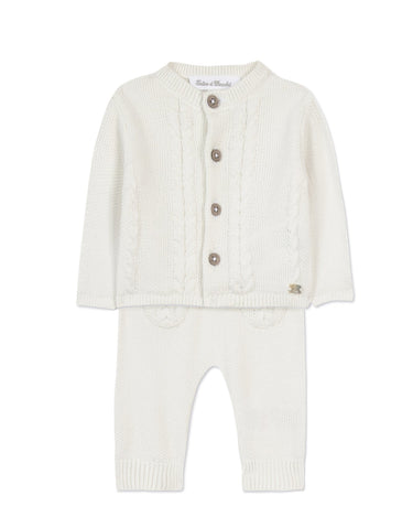 Baby Cable-Knitted Cardigan & Pants Set - Off-White - GEMINI ATELIER