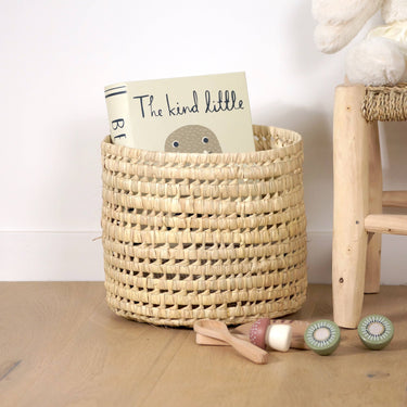 Set of 3 Palm Leaf Round Baskets