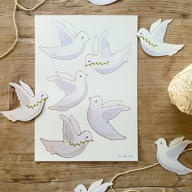 Hand-painted White Doves