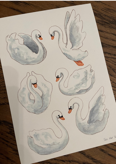 Tall Hat Tales - Hand-painted Swans
