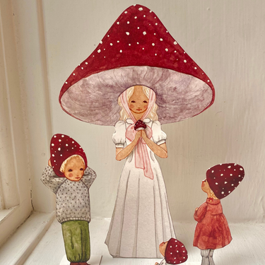 Hand-painted Mushroom Mom with Children