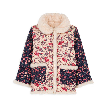 Louise Misha Dalila Coat - Midnight Star Garden - Cream Poppies