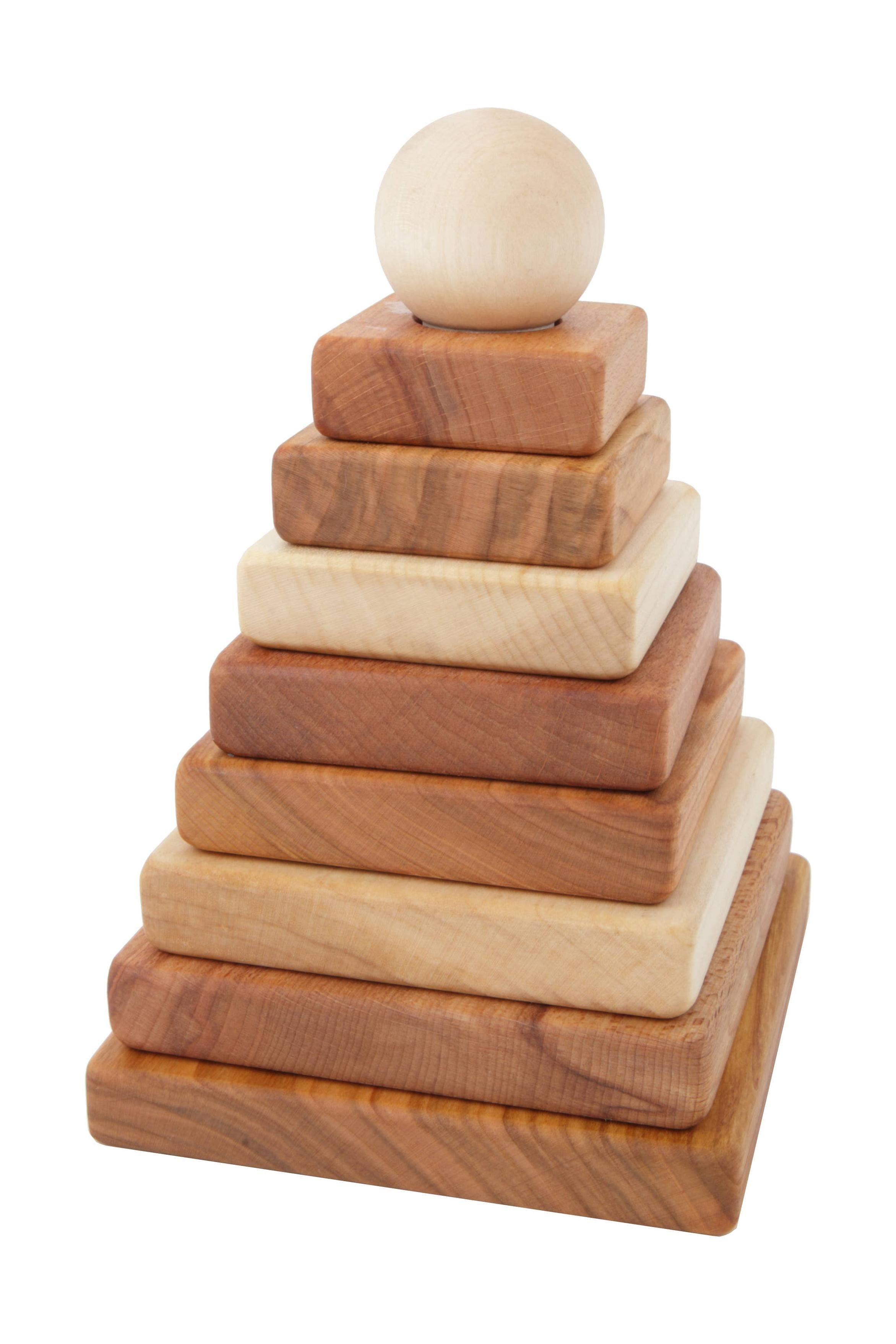 Stacking Montessori Toy Pyramid - Natural
