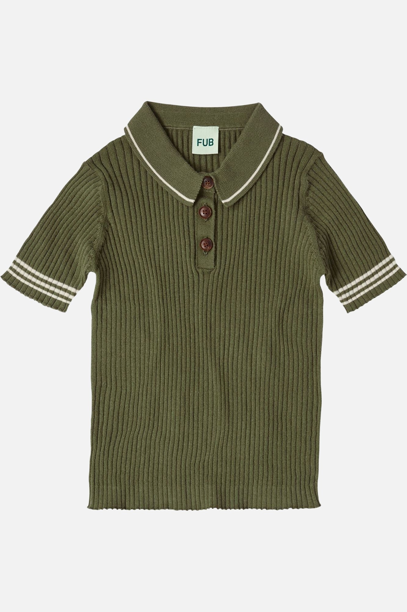 Knitted Polo Shirt - Olive - GEMINI ATELIER