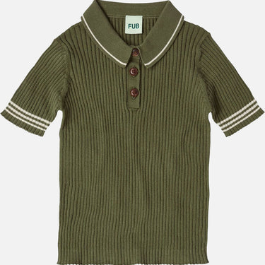 Knitted Polo Shirt - Olive - GEMINI ATELIER